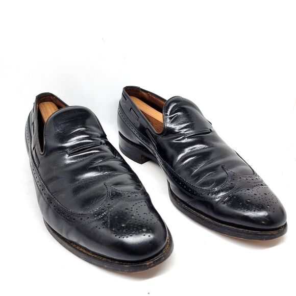 Allen Edmonds Berwick Mens Black Leather Wingtip Loafers Size US 10 D  Made USA